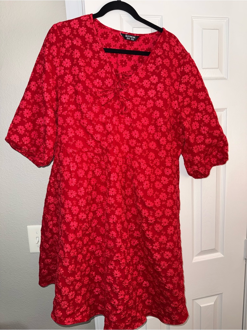 BloomChic Red Floral Jacquard Tunic